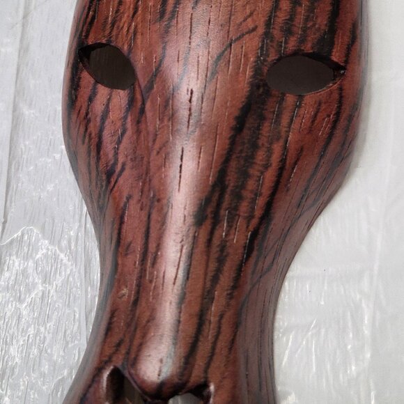 Hand-Carved Wooden Zebra Mask Wall Decor - Picture 3 of 3